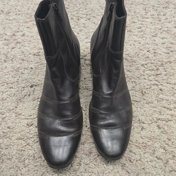 Paul Green Dark Brown Leather Ankle Boots Size 9.5